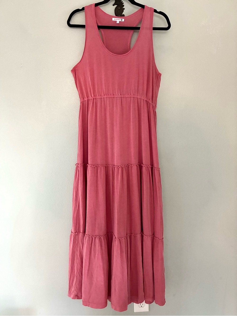 Sundry Pink Tiered Tank Dress Made in USA Sleeveless Casual Women’s 4